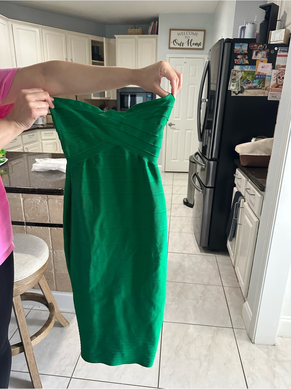 Elegant Strapless Green Bodycon Dress